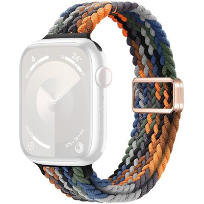 KALEBOL Punottu kellonhihna Apple Watch Series 10 42mm magneettinen nailonranneke - Camo Monivärinen KALEBOL Punottu kellonhihna Apple Watch Series 10 42mm magneettinen nailonranneke - Camo Monivärinen