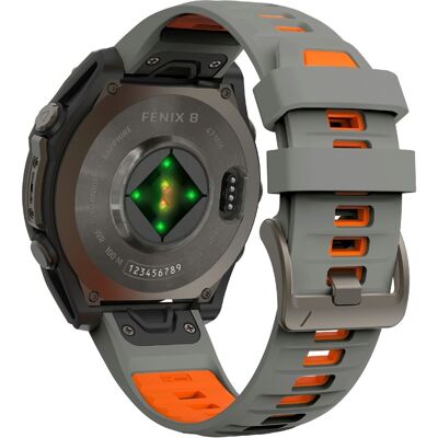 KALEBOL 26mm kaksivärinen Garmin Fenix 7X Pro / 7X / 6X Pro / 6X silikoninen rannekoru - Harmaa + Oranssi KALEBOL 26mm kaksivärinen Garmin Fenix 7X Pro / 7X / 6X Pro / 6X silikoninen rannekoru - Harmaa + Oranssi
