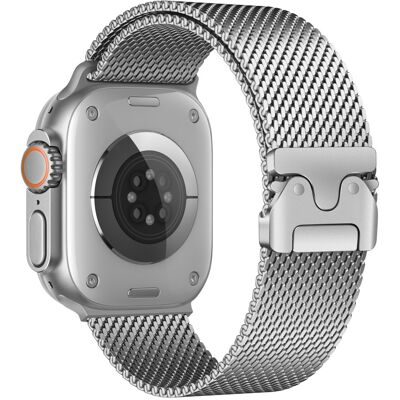 Kellonhihna Apple Watch Series 10 46mm laskuvarjosolki Milanese ruostumattomasta teräksestä valmistettu hihna - Hopea Kellonhihna Apple Watch Series 10 46mm laskuvarjosolki Milanese ruostumattomasta teräksestä valmistettu hihna - Hopea