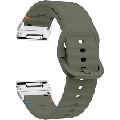 Garmin Fenix 8 47mm 22mm Quick Release Wavy Texture Silikoninen kellonhihna hopeisella liittimellä - Armeijan Vihreä / Armeijan Vihreä Garmin Fenix 8 47mm 22mm Quick Release Wavy Texture Silikoninen kellonhihna hopeisella liittimellä - Armeijan Vihreä / Armeijan Vihreä