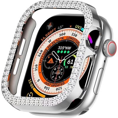 Apple Watch Series 10 46mm kolhunkestävä kotelo ontto muotoilu strassikoristeinen koriste kellon kehyssuojus - Hopea Apple Watch Series 10 46mm kolhunkestävä kotelo ontto muotoilu strassikoristeinen koriste kellon kehyssuojus - Hopea