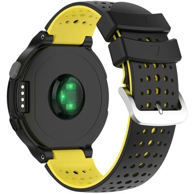 Garmin Forerunner 220 silikonikellon rannekkeen vaihtoranneke, jossa on pyöreät reiät - Musta + Keltainen Garmin Forerunner 220 silikonikellon rannekkeen vaihtoranneke, jossa on pyöreät reiät - Musta + Keltainen