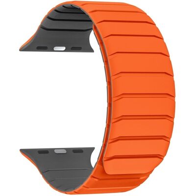 Apple Watch Series 41mm - 40mm - 38mmSilikoninen magneettiranneke - Oranssi / Harmaa Apple Watch Series 41mm - 40mm - 38mmSilikoninen magneettiranneke - Oranssi / Harmaa