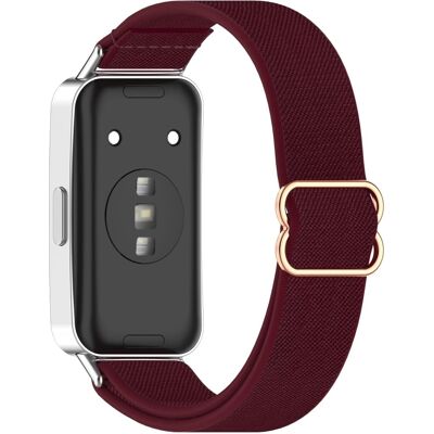 Watch Band Huawei Band 10 NFC / 10 / 9 NFC / 9 / 8 NFC / 8 Nylon Elastinen punottu hihna - Viininpunainen Watch Band Huawei Band 10 NFC / 10 / 9 NFC / 9 / 8 NFC / 8 Nylon Elastinen punottu hihna - Viininpunainen