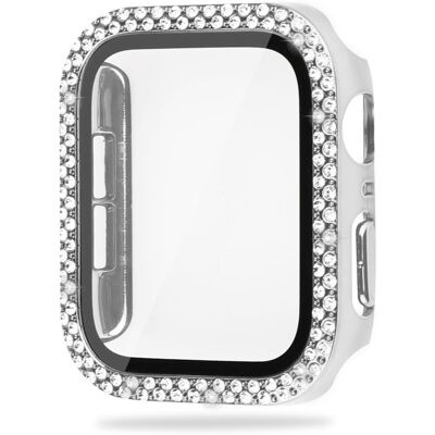 Apple Watch SE 2022 (40mm) strassikoristeinen suojus karkaistulla lasilla - Hopea Apple Watch SE 2022 (40mm) strassikoristeinen suojus karkaistulla lasilla - Hopea