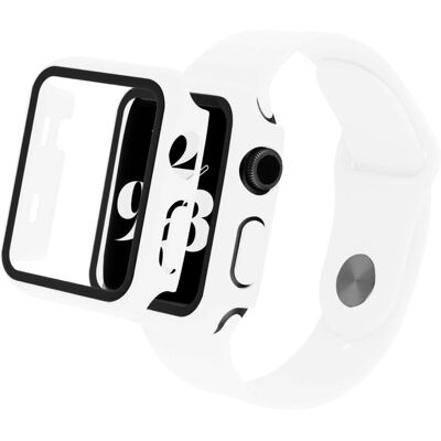 Apple Watch SE 2022 (40mm) silikoninen ranneke ja suojus karkaistulla lasilla - Valkoinen Apple Watch SE 2022 (40mm) silikoninen ranneke ja suojus karkaistulla lasilla - Valkoinen