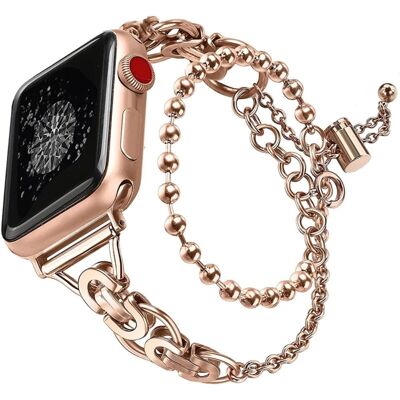 Apple Watch (45mm) muodikas ruostumattomasta teräksestä valmistettu ranneke - Ruusukulta Apple Watch (45mm) muodikas ruostumattomasta teräksestä valmistettu ranneke - Ruusukulta