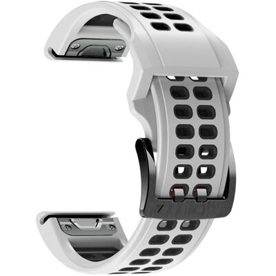 Garmin Fenix 7 / 6 / 5 silikoninen ranneke - Valkoinen / Musta Garmin Fenix 7 / 6 / 5 silikoninen ranneke - Valkoinen / Musta