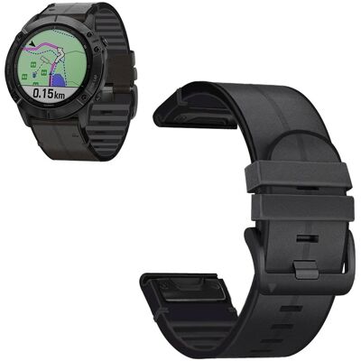 26mm nahka + silikoni ranneke Garmin kellolle - Musta 26mm nahka + silikoni ranneke Garmin kellolle - Musta