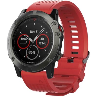 26mm Garmin Fenix 5X / 5X Plus / Fenix 3 / 3 HR silikoninen ranneke - Punainen 26mm Garmin Fenix 5X / 5X Plus / Fenix 3 / 3 HR silikoninen ranneke - Punainen