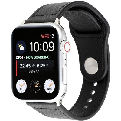 Apple Watch Series 4 40mm aito nahkainen niittisolki - Musta Apple Watch Series 4 40mm aito nahkainen niittisolki - Musta