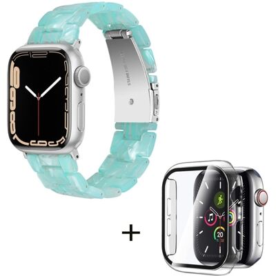 Apple Watch SE 2022 (44mm) 3 helmen hartsityylinen kelloranneke kirkkaalla suojuksella - Smaragdinvihreä Apple Watch SE 2022 (44mm) 3 helmen hartsityylinen kelloranneke kirkkaalla suojuksella - Smaragdinvihreä