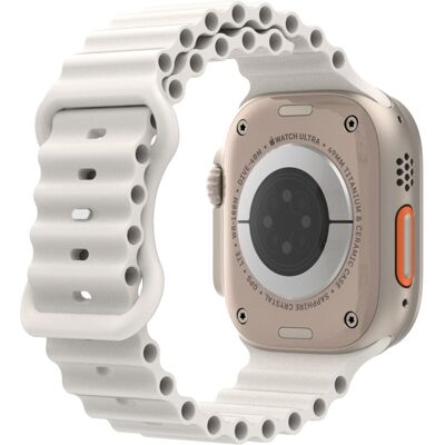 Apple Watch Series 8 (45mm) / Watch Ultra Ocean band -tyylinen silikonikellon ranneke - Valkoinen Apple Watch Series 8 (45mm) / Watch Ultra Ocean band -tyylinen silikonikellon ranneke - Valkoinen