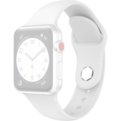 Apple Watch Series 8 (45mm) silikoniranneke kuusikulmaisella nastalla - Valkoinen Apple Watch Series 8 (45mm) silikoniranneke kuusikulmaisella nastalla - Valkoinen
