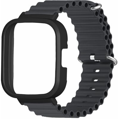 Xiaomi Redmi Watch 3 Sport Bands Ocean joustava kellonhihna kotelon kanssa - Musta Xiaomi Redmi Watch 3 Sport Bands Ocean joustava kellonhihna kotelon kanssa - Musta