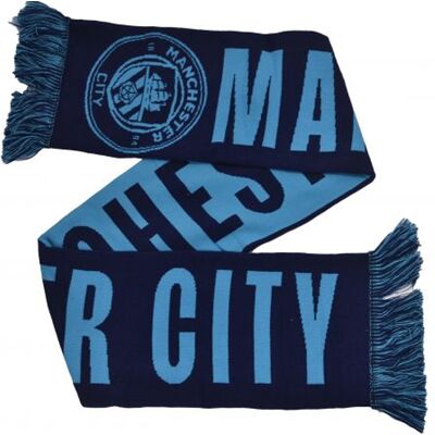 Manchester City FC -sanamerkki käännettävä jacquard-neulottu huivi Manchester City FC -sanamerkki käännettävä jacquard-neulottu huivi