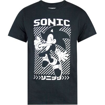 Sonic The Hedgehog miesten japanilainen juliste-T-paita Sonic The Hedgehog miesten japanilainen juliste-T-paita