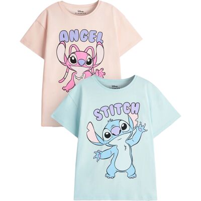 Lilo & Stitch Tyttöjen Stitch & Angel Lyhythihainen T-paita (2 kpl pakkaus) Lilo & Stitch Tyttöjen Stitch & Angel Lyhythihainen T-paita (2 kpl pakkaus)