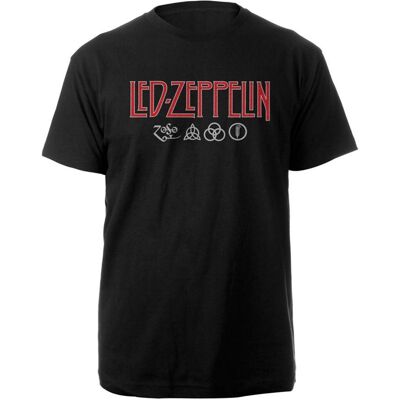 Led Zeppelin Unisex Aikuisten Symbols Logo T-paita Led Zeppelin Unisex Aikuisten Symbols Logo T-paita