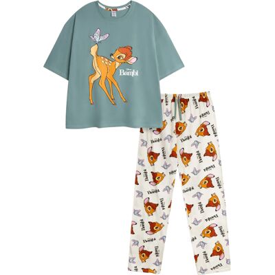 Bambi naisten/naisten logollinen lyhythihainen pitkä pyjamasetti Bambi naisten/naisten logollinen lyhythihainen pitkä pyjamasetti