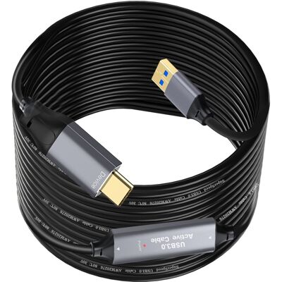 NÖRDIC 10m Aktiivinen USB 3.0 A–C Kaapeli, 5Gbps Super Speed USB-kaapeli Yhteensopiva VR:n, Kameran, Telakointiaseman ja muun kanssa NÖRDIC 10m Aktiivinen USB 3.0 A–C Kaapeli, 5Gbps Super Speed USB-kaapeli Yhteensopiva VR:n, Kameran, Telakointiaseman ja muun kanssa