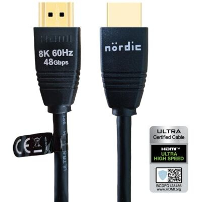 NÖRDIC CERTIFIED CABLES 1,5m HDMI2.1 Ultra High Speed - 8K60Hz - 144Hz - Dolby ATMOS NÖRDIC CERTIFIED CABLES 1,5m HDMI2.1 Ultra High Speed - 8K60Hz - 144Hz - Dolby ATMOS