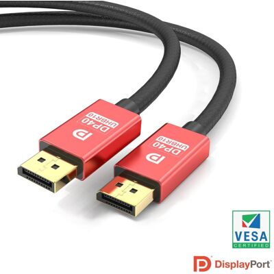 NÖRDIC-SERTIFIOIDUT KAAPELIT 50 cm VESA-sertifioitu nylon punottu Displayport 2.1 kaapeli DP40 UHBR10 40Gbps 8K60Hz 4K144Hz NÖRDIC-SERTIFIOIDUT KAAPELIT 50 cm VESA-sertifioitu nylon punottu Displayport 2.1 kaapeli DP40 UHBR10 40Gbps 8K60Hz 4K144Hz