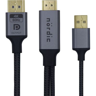 NÖRDIC HDMI-Displayport-kaapeli 1m 4K60Hz 18Gbps NÖRDIC HDMI-Displayport-kaapeli 1m 4K60Hz 18Gbps