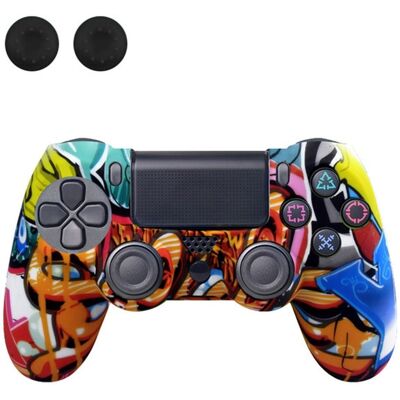 DATA FROG Silikonisuojus Sony PlayStation 4 Pro / PS4 Slim / Playstation 4 peliohjain Graffiti suojakotelo - Sininen Y DATA FROG Silikonisuojus Sony PlayStation 4 Pro / PS4 Slim / Playstation 4 peliohjain Graffiti suojakotelo - Sininen Y