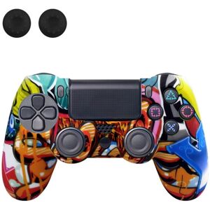 DATA FROG Silikonisuojus Sony PlayStation 4 Pro / PS4 Slim / Playstation 4 peliohjain Graffiti suojakotelo - Sininen Y DATA FROG Silikonisuojus Sony PlayStation 4 Pro / PS4 Slim / Playstation 4 peliohjain Graffiti suojakotelo - Sininen Y