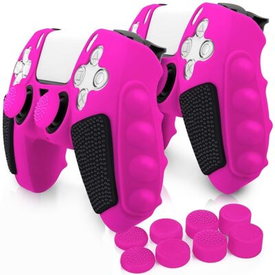 PS5-ohjaimen silikonikotelo, jossa on 8 Joy-Stick-korkkia Väriin sopiva suojakotelo - Ruusu PS5-ohjaimen silikonikotelo, jossa on 8 Joy-Stick-korkkia Väriin sopiva suojakotelo - Ruusu