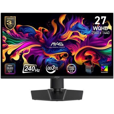 MSI MAG 273QP QD-OLED X24, 68,6 cm (27"), 2560 x 1440 pikseliä, Wide Quad HD, QD-OLED, 0,03 ms, musta MSI MAG 273QP QD-OLED X24, 68,6 cm (27"), 2560 x 1440 pikseliä, Wide Quad HD, QD-OLED, 0,03 ms, musta