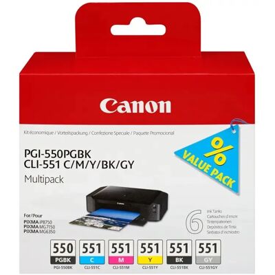Canon 6496B005, Väriainepohjainen muste, Väripohjainen muste, 6 kpl, Monipakkaus Canon 6496B005, Väriainepohjainen muste, Väripohjainen muste, 6 kpl, Monipakkaus
