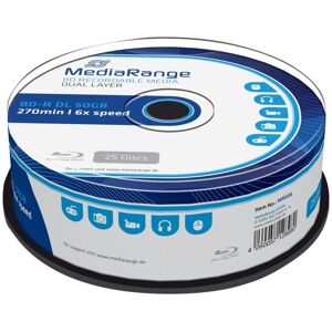 MediaRange BD-R DL 50 GB, Blu-ray - Rulla 25 kpl MediaRange BD-R DL 50 GB, Blu-ray - Rulla 25 kpl