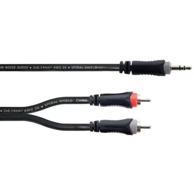 Cordial 14857, 3.5mm, Uros, 2 x RCA, Uros, 5 m, musta, Harmaa, Punainen Cordial 14857, 3.5mm, Uros, 2 x RCA, Uros, 5 m, musta, Harmaa, Punainen