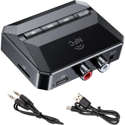 NÖRDIC Bluetooth Vastaanotin 5.3 RCA 3.5mm AUX NFC MicroSD Kortti USB Muisti NÖRDIC Bluetooth Vastaanotin 5.3 RCA 3.5mm AUX NFC MicroSD Kortti USB Muisti