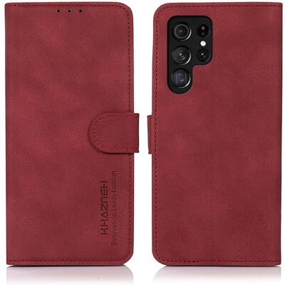 SKALO Samsung S24 Ultra KHAZNEH Lompakkokotelo PU-nahasta - Punainen SKALO Samsung S24 Ultra KHAZNEH Lompakkokotelo PU-nahasta - Punainen