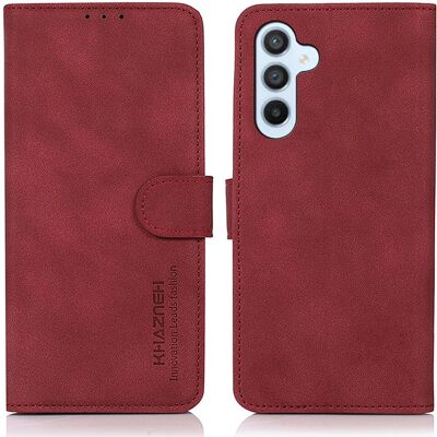 SKALO Samsung A25 5G KHAZNEH Lompakkokotelo PU-nahasta - Punainen SKALO Samsung A25 5G KHAZNEH Lompakkokotelo PU-nahasta - Punainen