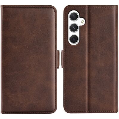 SKALO Samsung S24 Premium Wallet Lompakkokotelo - Ruskea SKALO Samsung S24 Premium Wallet Lompakkokotelo - Ruskea