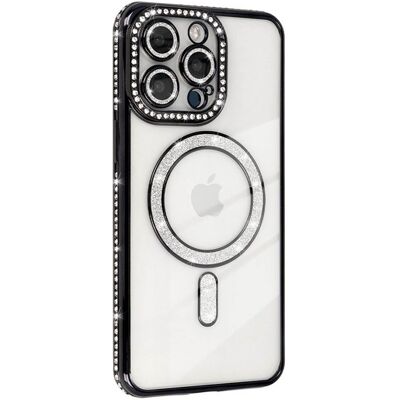 Diamond bling MagSafe kuori Apple iPhone 14 Pro Max - Musta Diamond bling MagSafe kuori Apple iPhone 14 Pro Max - Musta