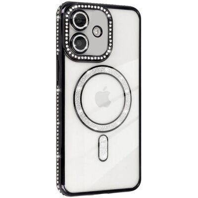Diamond bling MagSafe kuori Apple iPhone 16 - Musta Diamond bling MagSafe kuori Apple iPhone 16 - Musta