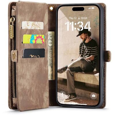 CaseMe puhelimenkotelo 008 8-kortti Apple iPhone 17 Pro - Ruskea CaseMe puhelimenkotelo 008 8-kortti Apple iPhone 17 Pro - Ruskea