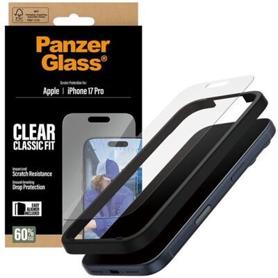 PanzerGlass ® Screen Protector iPhone 17 Pro Classic Fit w. EasyAligner, Apple, Apple - iPhone 17 Pro, Asennus kuivana, Naarmuuntumisenkestävä, I... PanzerGlass ® Screen Protector iPhone 17 Pro Classic Fit w. EasyAligner, Apple, Apple - iPhone 17 Pro, Asennus kuivana, Naarmuuntumisenkestävä, I...
