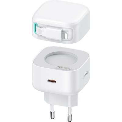 Usams Valkoinen 35W Dual Port GaN Pikalaturi - USB Laturi Usams Valkoinen 35W Dual Port GaN Pikalaturi - USB Laturi
