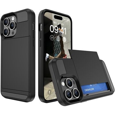 MTK iPhone 15 Pro Suojakotelo - Korttihylly, Musta MTK iPhone 15 Pro Suojakotelo - Korttihylly, Musta