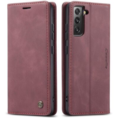 CASEME Retro lompakkokotelo Samsung Galaxy S22:lle - Punainen CASEME Retro lompakkokotelo Samsung Galaxy S22:lle - Punainen