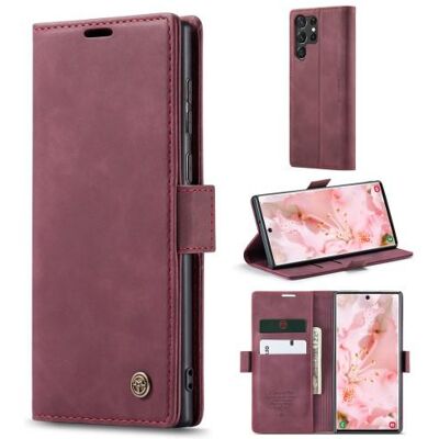 CASEME Retro Lompakkokotelo Samsung Galaxy S23 Ultra - Punainen CASEME Retro Lompakkokotelo Samsung Galaxy S23 Ultra - Punainen