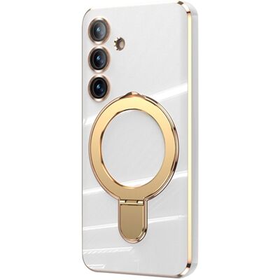 SKALO Samsung S25 Kultasormus Suojakuori - Valkoinen SKALO Samsung S25 Kultasormus Suojakuori - Valkoinen
