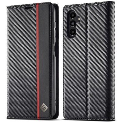 SKALO Samsung S25+ LC.IMEEKE Carbon Fiber Lompakkokotelo - Musta SKALO Samsung S25+ LC.IMEEKE Carbon Fiber Lompakkokotelo - Musta