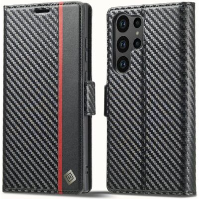 Samsung S25 Ultra lompakko kotelo hiilikuidusta - Musta Samsung S25 Ultra lompakko kotelo hiilikuidusta - Musta